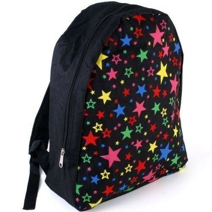 Black Multi Colour Stars Backpack Rucksack School Bag Travel New