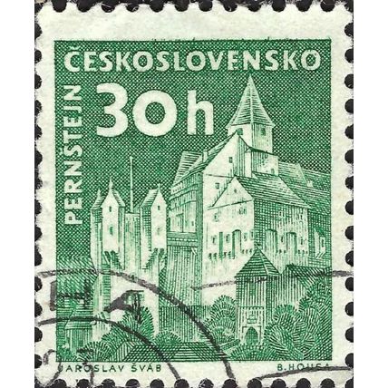 CZECHOSLOVAKIA, Pernstejn castle, green 1960, 30h, #4