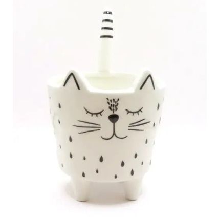 Cat Shaped Pot Plant Holder Ceramic 12 CM Home Decor Gift Christmas Feline