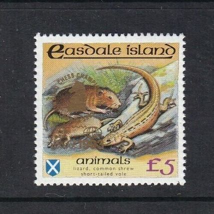 Easdale 1993 £5 Animals Chess Championship Overprint MNH VGC