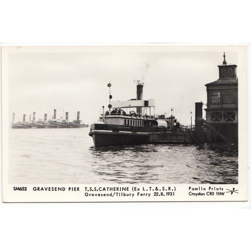 TSS Catherine Ferry at Gravesend Pier Kent Pamlin Prints Reproduction Postcard