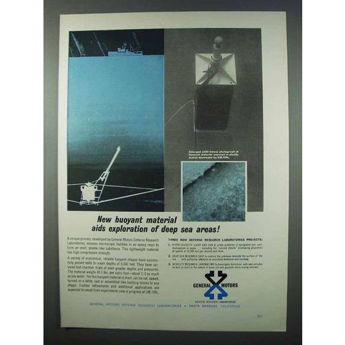 1962 General Motors Ad - Buoyant Material Deep Sea