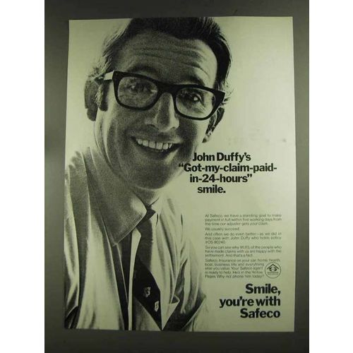 1972 Safeco Insurance Ad - John Duffy's Smile