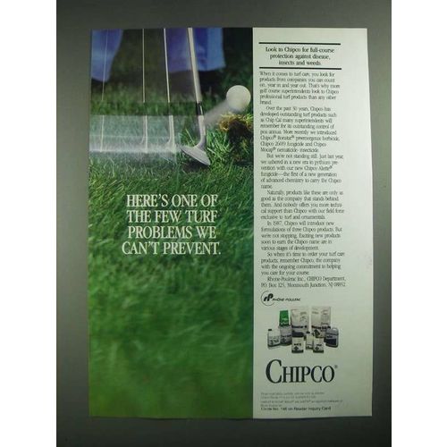 1987 Rhone-Poulenc Chipco Ad - One of the Few Turf Problems