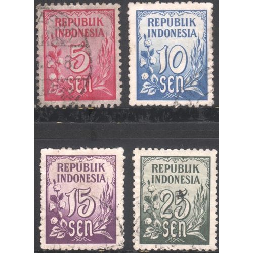 Indonesia 1951 - Numeral in Garland x 4 - used