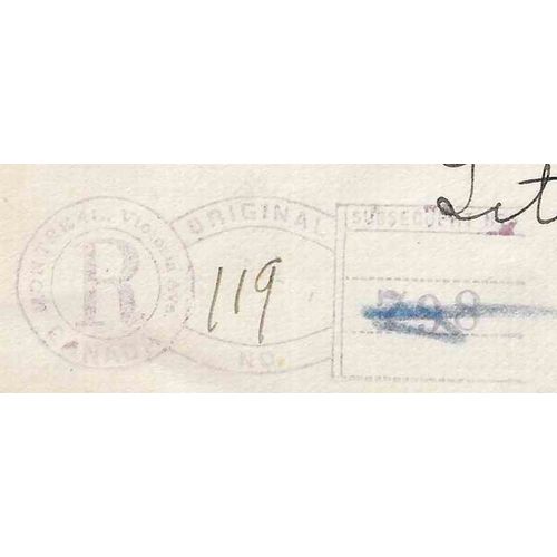 Canada Admiral REGISTERED 1918, Montreal Victoria Ave Fancy Cancel Quebec to USA