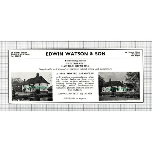 C2613) Whiteheads Hatfield Broad Oak Essex House Sale Advert - 1964 Clip