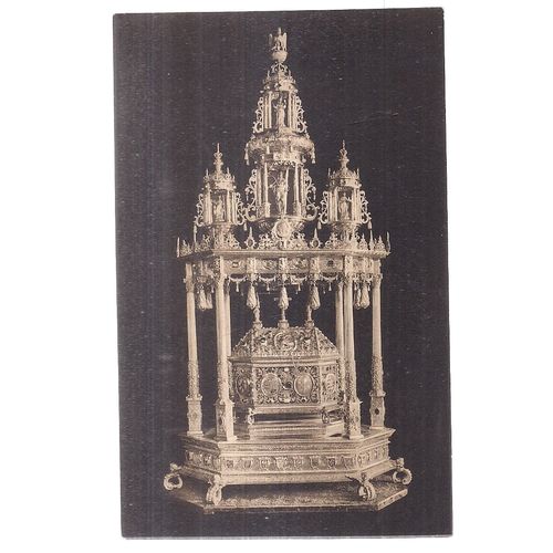 CASKET OF THE HOLY BLOOD by John Crabbe, 1617, BRUGES unused antique postcard =