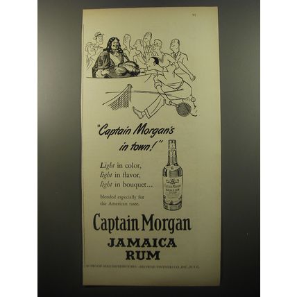1950 Captain Morgan Jamaica Rum Ad - Captain Morgan's in town!