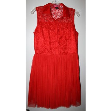 Say What? Women's Red 100% Polyester Sleeveless Lined Zippered Dress Size Lg