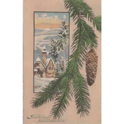 Frohliche Weihnachten Switzerland Old Chestnut Tree Greetings Postcard