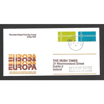 IRELAND 1971 EUROPA CHAIN 2 VALS THE IRISH TIMES FIRST DAY COVER