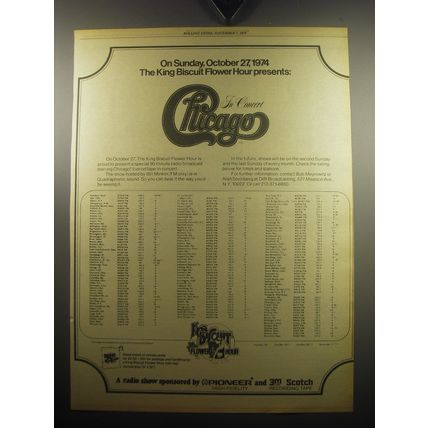 1974 King Biscuit Flower Hour Advertisement - Chicago in Concert