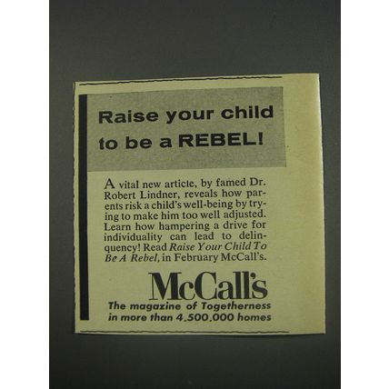 1956 McCall's Magazine Ad - Raise your child to be a Rebel