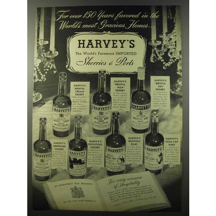 1955 Harvey's Sherries & Ports Ad - For over 150 years favored