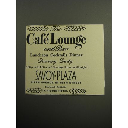 1957 Savoy-Plaza Hotel Advertisement - The Caf Lounge and Bar