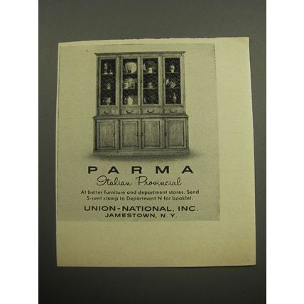 1957 Union-National Parma Italian Provincial furniture Ad - China Cabinet