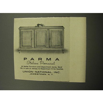 1957 Union-National Parma Italian Provincial furniture Ad - Buffet