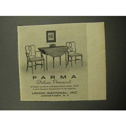 1957 Union-National Parma Italian Provincial furniture Ad - Drop-leaf Table