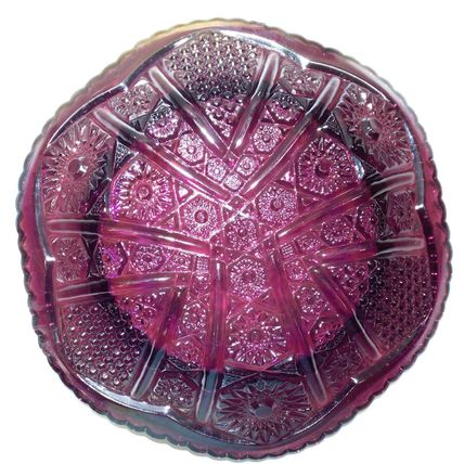 Vintage Imperial Rose Pattern Red Carnival Glass Butter Cheese Dish Arthor Lorch