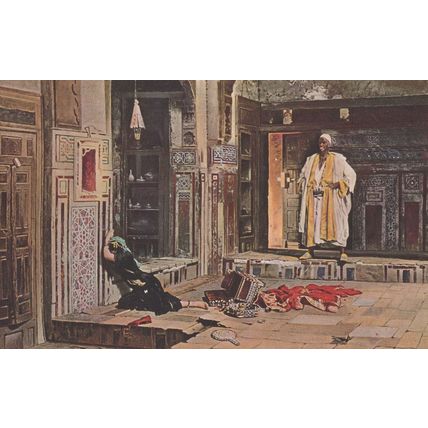 Alexandre Roussoff Russian Painter Lady Attacked Old Painting Postcard