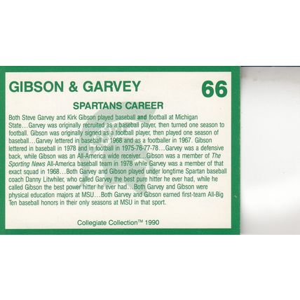 KIRK GIBSON & STEVE GARVEY 1990 AUTO MICHIGAN STATE ALUMNI TO LA DODGERS & HOF