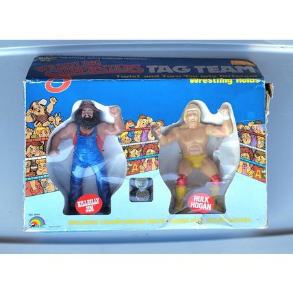 wwf ljn hasbro wrestling superstars tag team hillbilly jim & hulk hogan figures