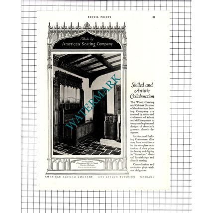 Wesley Chapel Detroit Michigan American Seating Company Advert - 1927 Clipping