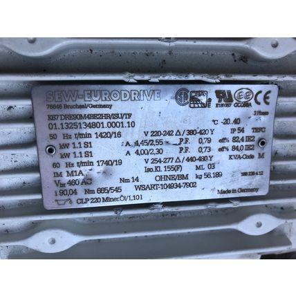 SEW EURODRIVE K67DRE90M4BE2HR/ISU/TF AC MOTOR 3PHASE 01.1325134801.0001.10,AR