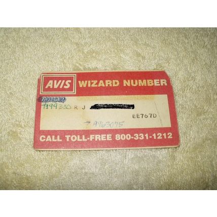 avis rent a car wizard # card for collectors...rare vintage