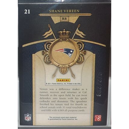2011 CROWN ROYALE SHANE VEREEN (Patriots) Rookie Royalty patch #21 72/99