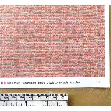 Papier autocollant rouge brique pour O gauge - échelle 1:48 - feuille A4