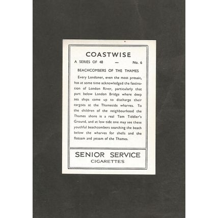 Cigarette Card London Beachcombers of the River Thames 1939 Coastwise #6