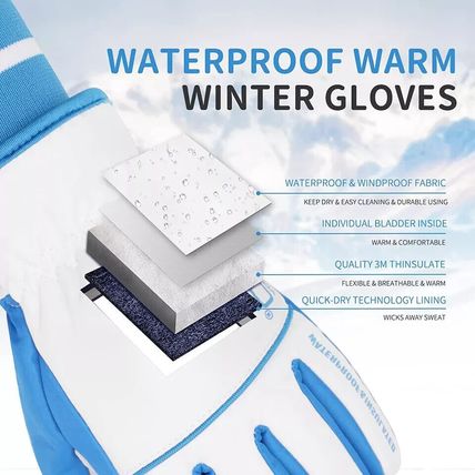 Handylandy Waterproof Ski Gloves for Men Women, Grip Winter Gloves XS size.. UK