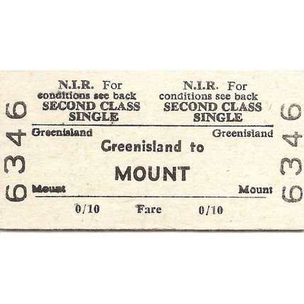 Northern Ireland Railways Edmondson Ticket - Greenisland to Mount