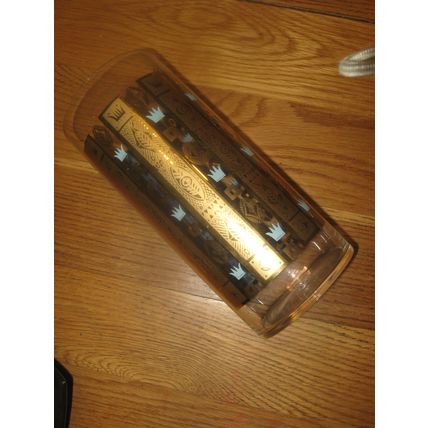 LARGE GLASS VASE GOLD HIGHLIGHTS HAWAIIAN? Very nice