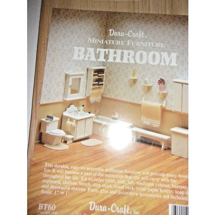 Dura-Craft Miniature Wood Furniture Bathroom Kit 1:12 Scale