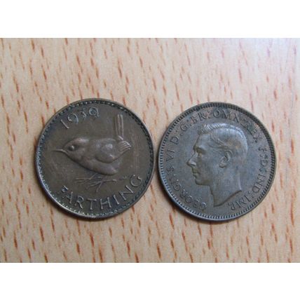 GB 1939 George VI Wren Farthing Coin
