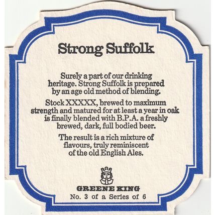 BEER MAT - GREENE KING BREWERY - STRONG SUFFOLK - (Cat No 073) - (1981)