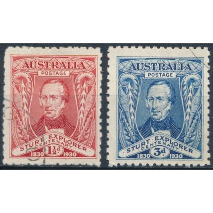Centenary Sturt Exploration Murray River - Australia 1930 - F H - SG 117/8