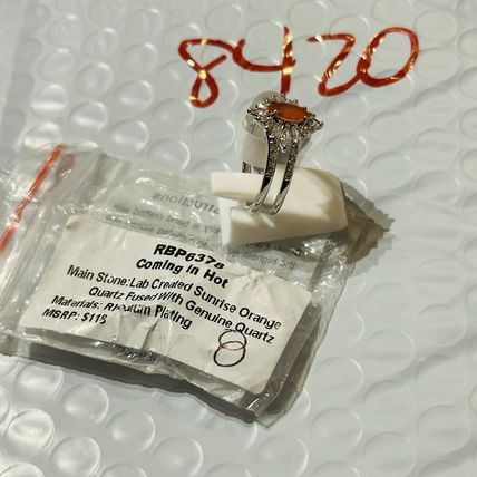 NIB Bomb Party Sz8 BP RBP6378 Coming In Hot LC Sunrise Orange Quartz Rhodium Pl