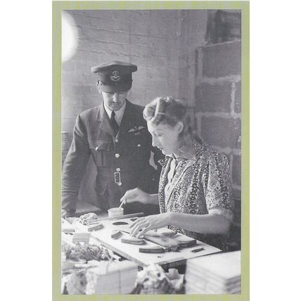 Postcard RAF Pilot and Woman Worker Aircraft Factory 1942 WW2 - Nostalgia