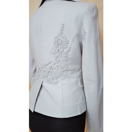 Coast Fairies & Tuxedos Light Blue Fitted Short Cotton Embroidered Jacket 12 UK