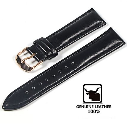 Blue Ultra Thin 6.5 mm Face Black Genuine Leather Strap Rose GOLD BUCKLE Watch