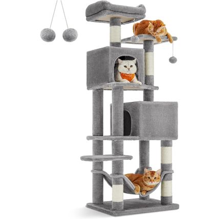 Feandrea Cat Tree, 61-Inch Cat Tower for Indoor Cats, Plush Multi-Level Cat Cond