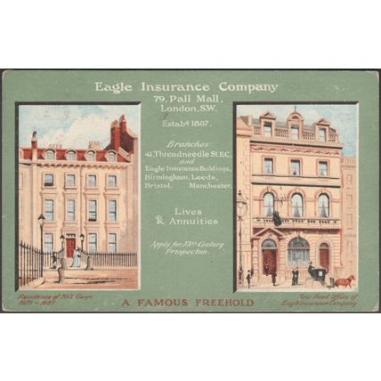 Eagle Insurance Company, London, 1908 - Advertising Postcard