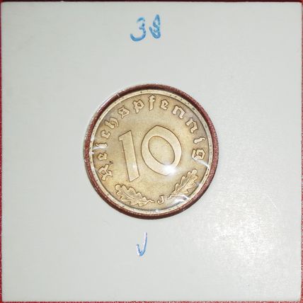 Ⰶ SWASTIKA 1936-1940:GERMANY★10 PFENNIGS 1938J★3 REICH 1933★LOW START★NO RESERVE