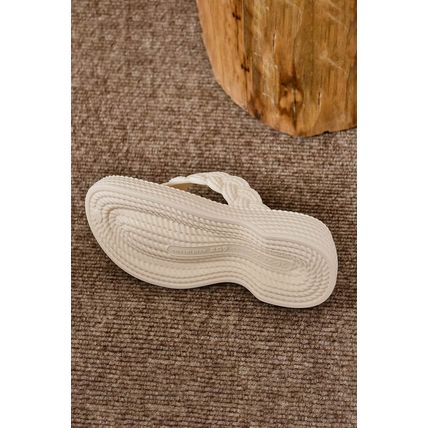 White Braided Pattern Thick Sole Flip Flop