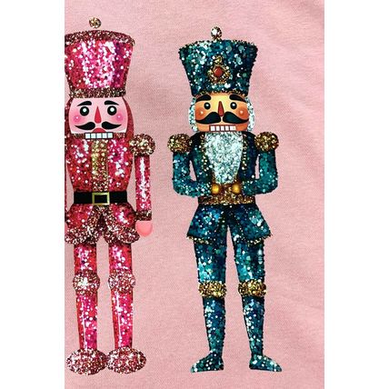 Pink Shimmer Nutcracker Graphic Christmas Pullover Sweatshirt