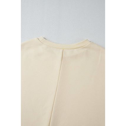 Apricot Geometric Printed Patchwork Long Sleeve Round Neck Top